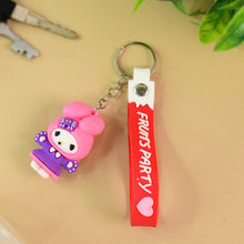 Cute Cartoon Silicone 3D Key Chain with Metal Hook & Strap (Pack of 1)