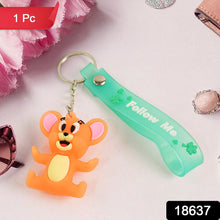 Cute Cartoon Silicone 3D Key Chain with Metal Hook & Strap (Pack of 1 / Mix Design)